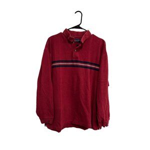 Roundtree & Yorke Mens Red Long Sleeve Polo Shirt Cotton Sz XL